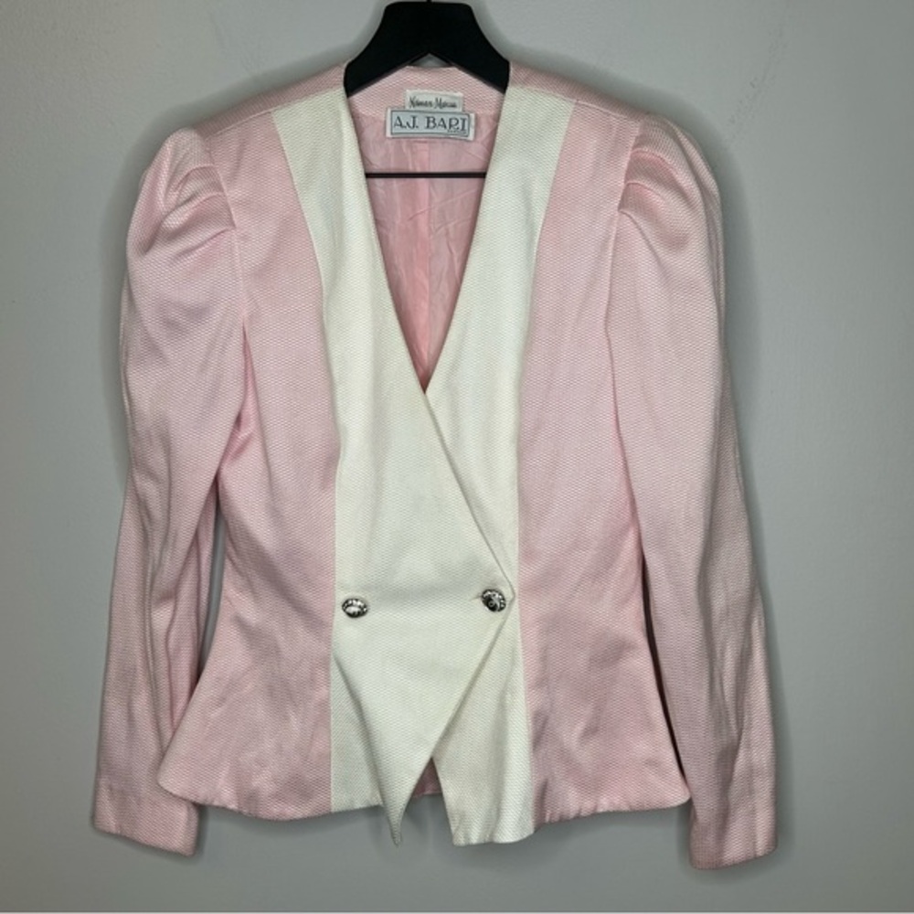 Vintage Neiman Marcus AJ Bari Pink‎ and White Jacket Size 6